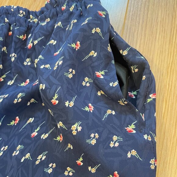 Vintage Floral Textured Cropped Trouser Pants Navy - Picture 7 of 10